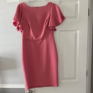 White House Black Market Pink Ruffle Sleeve Mini Dress